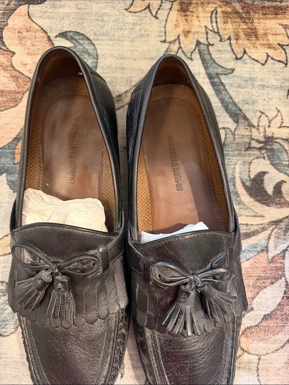 Men's Black Leather Tassel Kiltie Loafers